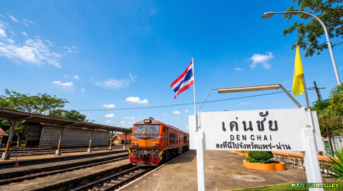 Den Chai railway station in Phrae, the scenic jumping-off point for connecting vans into Nan.