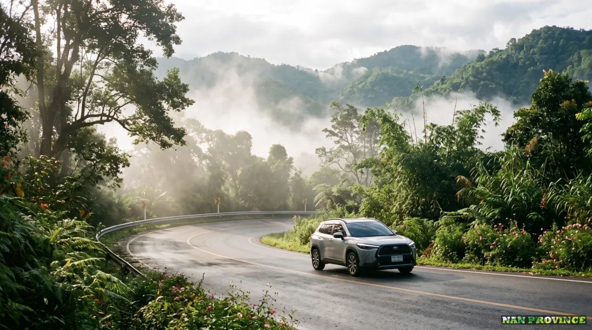 Navigating the steep, misty ascents of Doi Phu Kha along Highway 1256